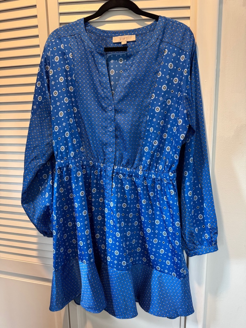 LOFT Blue Printed Midi Dress